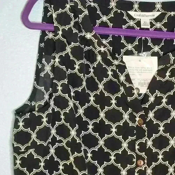 NWT Croft&Barrow women's  sleeveless  black and tan polyester blouse size XL - Picture 5 of 13